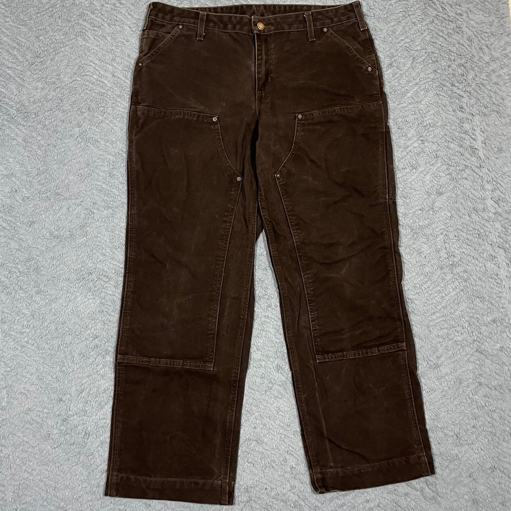 Carhartt Carpenter Pants Mens 35x29.5 Brown Double Knee Workwear Relaxed Fit